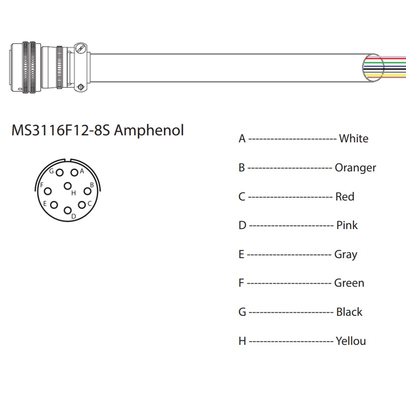Cáp lập trình điều khiển MS3116F12-8S Terminal I/O Length 2M