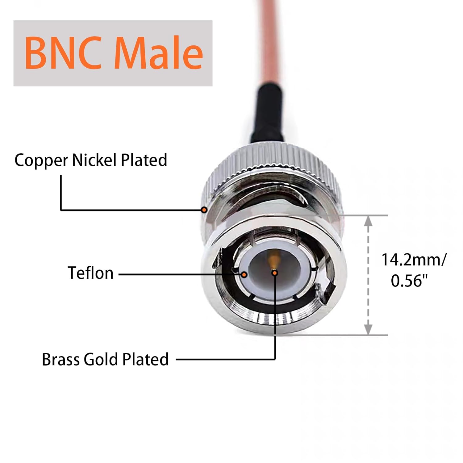 RG3160-500-BNC RF Coaxial Cable BNC Male to BNC Male Coax 50 Ohm 1.22M for CCTV Video Signals Camera DVR