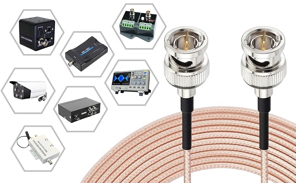 RG3160-500-BNC RF Coaxial Cable BNC Male to BNC Male Coax 50 Ohm 1.22M for CCTV Video Signals Camera DVR